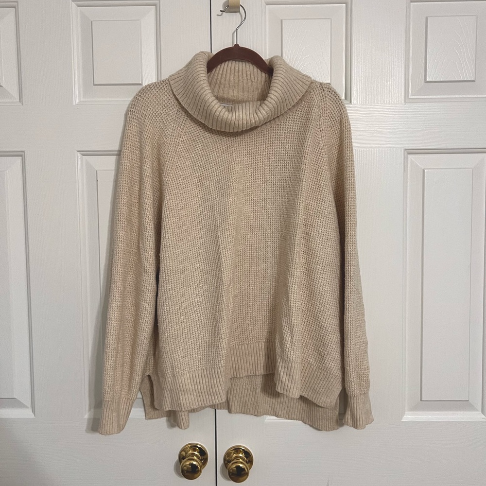 Cream Turtleneck Knit Sweater